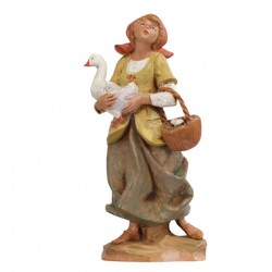 Statuine Presepe: Pastorella con oca in braccio e cesto (349)19 cm Fontanini