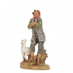 Statuine presepe: Pastore con pecora tipo legno (381) 19cm Fontanini