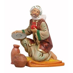 Statuine Presepe pastore con tappeto (356) cm.19 tipo legno Fontanini