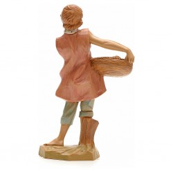 Statuina Pastore con cesta di pesci  (322) Tipo Legno cm19 Fontanini - Made in Italy