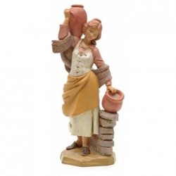 Statuine Presepe Pastorella con brocche (345) cm.19 tipo legno Fontanini