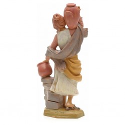 Statuine Presepe Pastorella con brocche (345) cm.19 tipo legno Fontanini