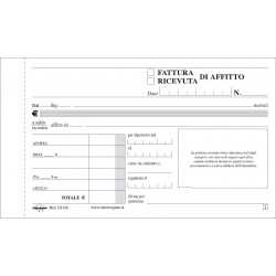 BLOCCO FATTTURE RICEVUTE AFFITTO 50FG 2 COPIE F.TO 10X16,8 CM