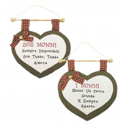 Cuore in stoffa nonni con scritte ricamate