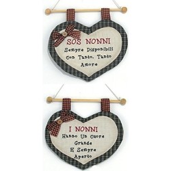 Cuore in stoffa nonni con scritte ricamate