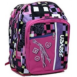 Zaino scuola Outsize SEVEN - SWAG GIRL -Nero  Bundle - 33 LT - inserti rifrangenti