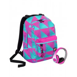 Zaino SEVEN THE DOUBLE - DIGITAL - Rosa Blu - cuffie stereo WIRELESS con microfono incluse! 2 zaini in 1 REVERSIBILE