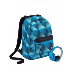 Zaino SEVEN THE DOUBLE NEW - DIGITAL - Azzurro Blu - cuffie stereo con grafica abbinata incluse ! 2 zaini in 1 REVERSIBILE