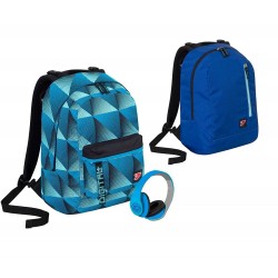 Zaino SEVEN THE DOUBLE NEW - DIGITAL - Azzurro Blu - cuffie stereo con grafica abbinata incluse ! 2 zaini in 1 REVERSIBILE