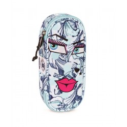 Portapenne INVICTA - LIP PENCIL BAG FACE - Azzurro fantasia bacio - porta penne scomparto interno attrezzato