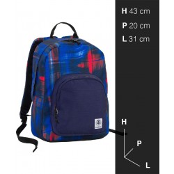 ZAINO INVICTA - OLLIE PACK - Shade Wave Blue Rosso - tasca porta pc padded - scuola e tempo libero americano 25 LT