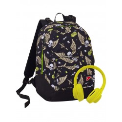 Zaino SEVEN THE DOUBLE -Skull Boy- - cuffie stereo Soft Touch! 2 zaini in 1 REVERSIBILE