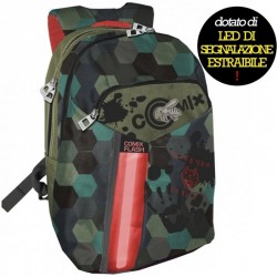 Zaino COMIX Flash Organizzato Illuminato Led Scuola Spallacci Regolabili Nuovo Modello Colore Camo Military Schizzi Fluo