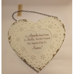 Quadretto Cuore in legno "Le Amiche sono come le stelle....."